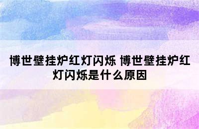 博世壁挂炉红灯闪烁 博世壁挂炉红灯闪烁是什么原因